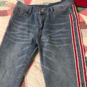 Jeans with red stripe